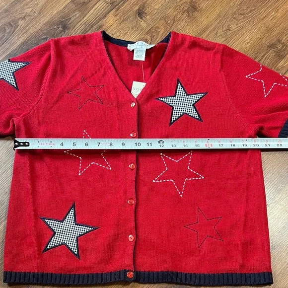 Patriotic Knit - Red, White, & Blue Star Patterned Women's Cardigan - Picture 7 of 10